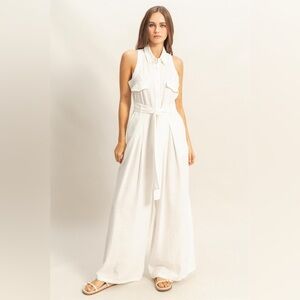 HYFVE Sleeveless Tie Waist Wide Leg Jumpsuit
